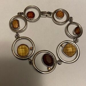 Lia Sophia Silver Bracelet with Amber and Gold Tones